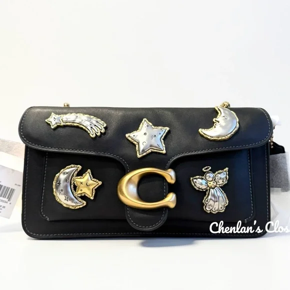 NWY Coach Tabby Shoulder Bag 26 with Pins Black Leather - Picture 5 of 13